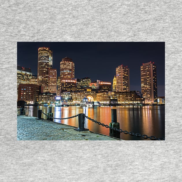 Boston Waterfront Boston Skyline Boston MA Harbor Towers by WayneOxfordPh